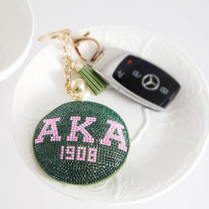 Pink Green Padded Sorority Keychain