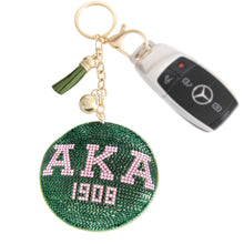 Load image into Gallery viewer, Pink Green Padded Sorority Keychain
