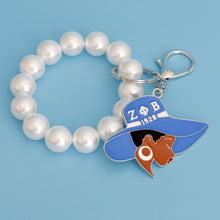 Load image into Gallery viewer, Blue White Hat Pearl Keychain
