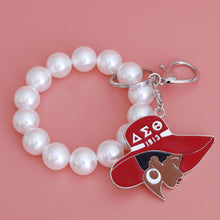 Load image into Gallery viewer, Red White Hat Pearl Keychain
