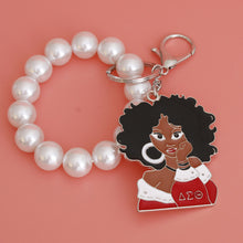 Load image into Gallery viewer, Red White Woman Pearl Keychain
