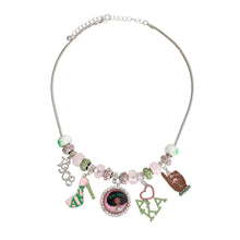 Load image into Gallery viewer, Pink Green Sorority Charm Necklace
