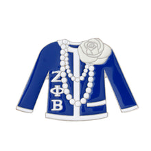 Load image into Gallery viewer, Blue White Sweater Sorority Pin
