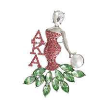 Load image into Gallery viewer, Pink Green Woman Sorority Pin
